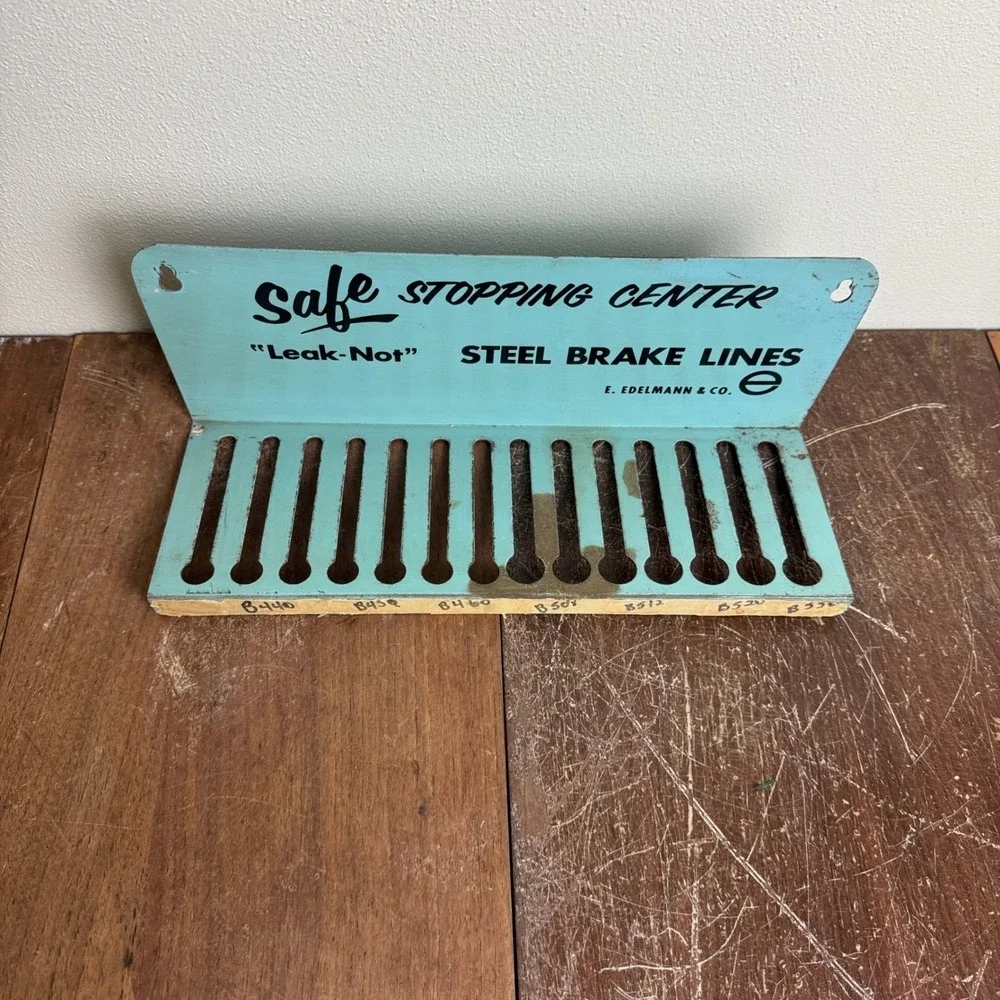 E. Edelmann & Co. Steel Brake‎ Line Metal Advertising Display Rack Sign Leak-Not